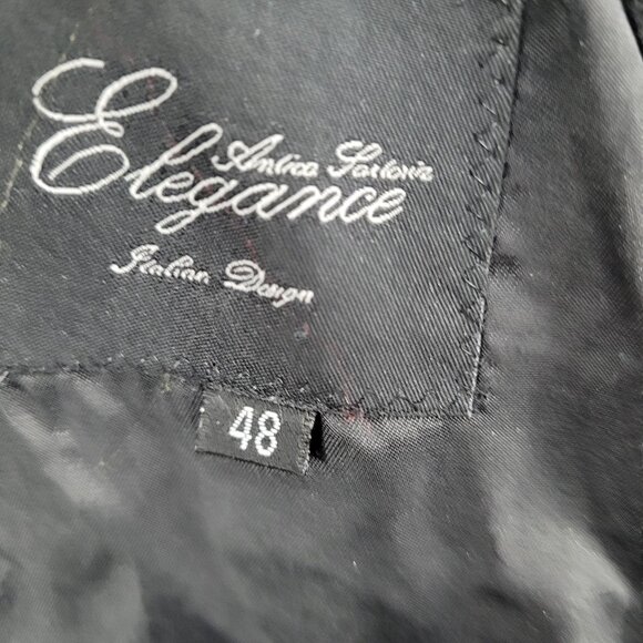 Elegance Antica Sartoria Black Wool Blend Italian Design Buttoned Over Coat 48 - Picture 3 of 16